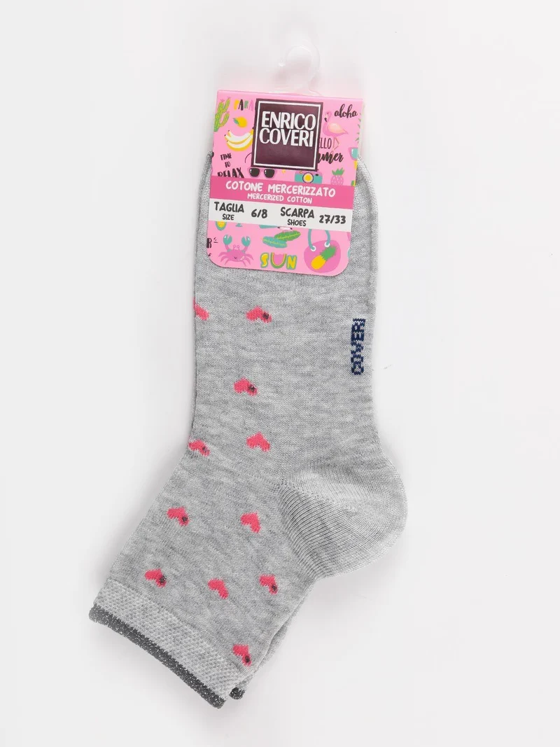 Calze corte bambina in cotone - grigio
