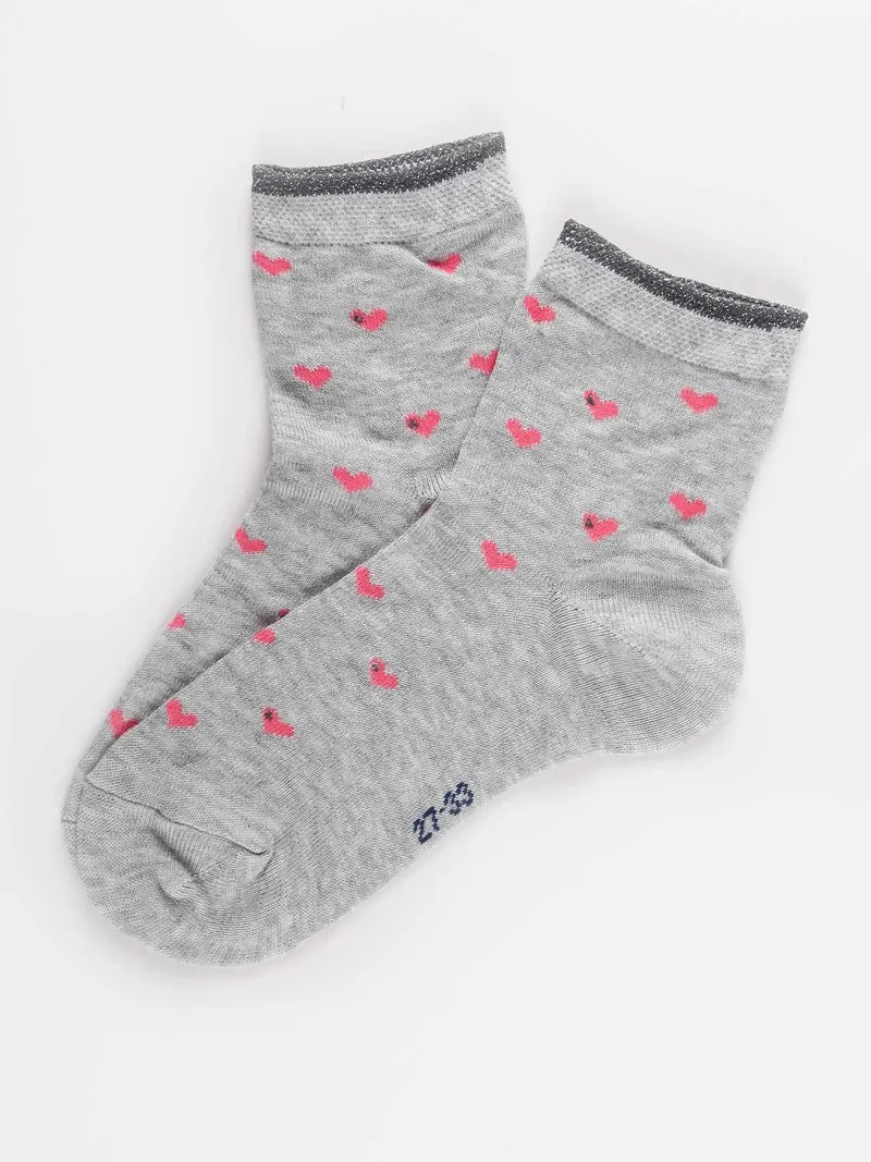 Calze corte bambina in cotone - grigio