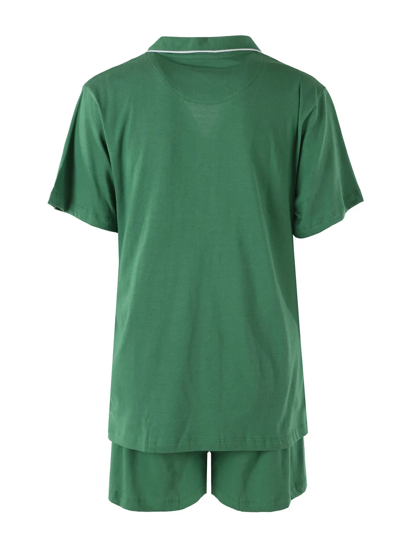 Pigiama corto da donna aperto in cotone - verde