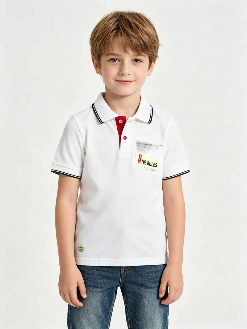 Polo da bambino a manica corta - bianco