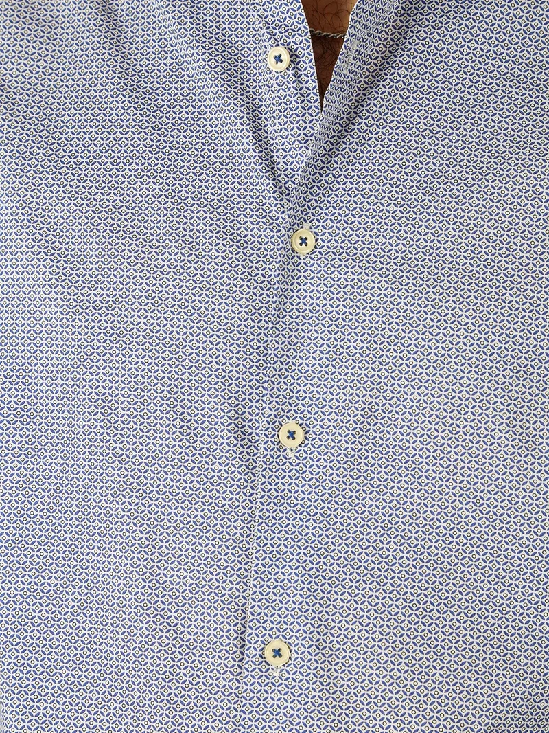 Camicia da uomo in cotone a maniche lunghe con stampe - blu