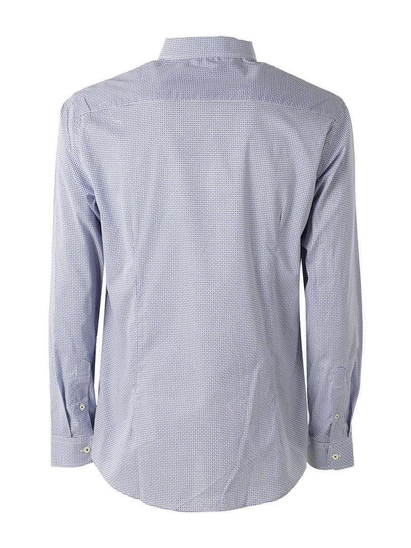 Camicia da uomo in cotone a maniche lunghe con stampe - blu