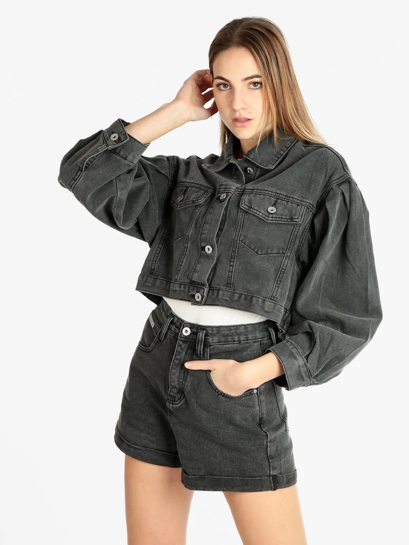 Giacca in jeans donna oversize - nero