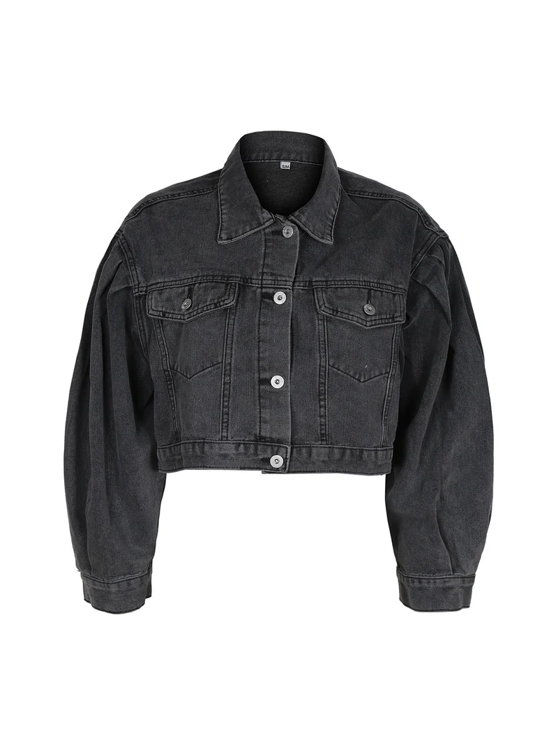 Giacca in jeans donna oversize - nero