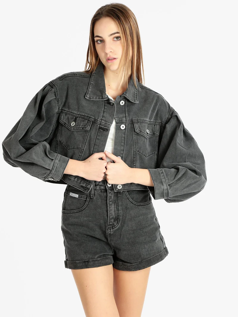 Giacca in jeans donna oversize - nero