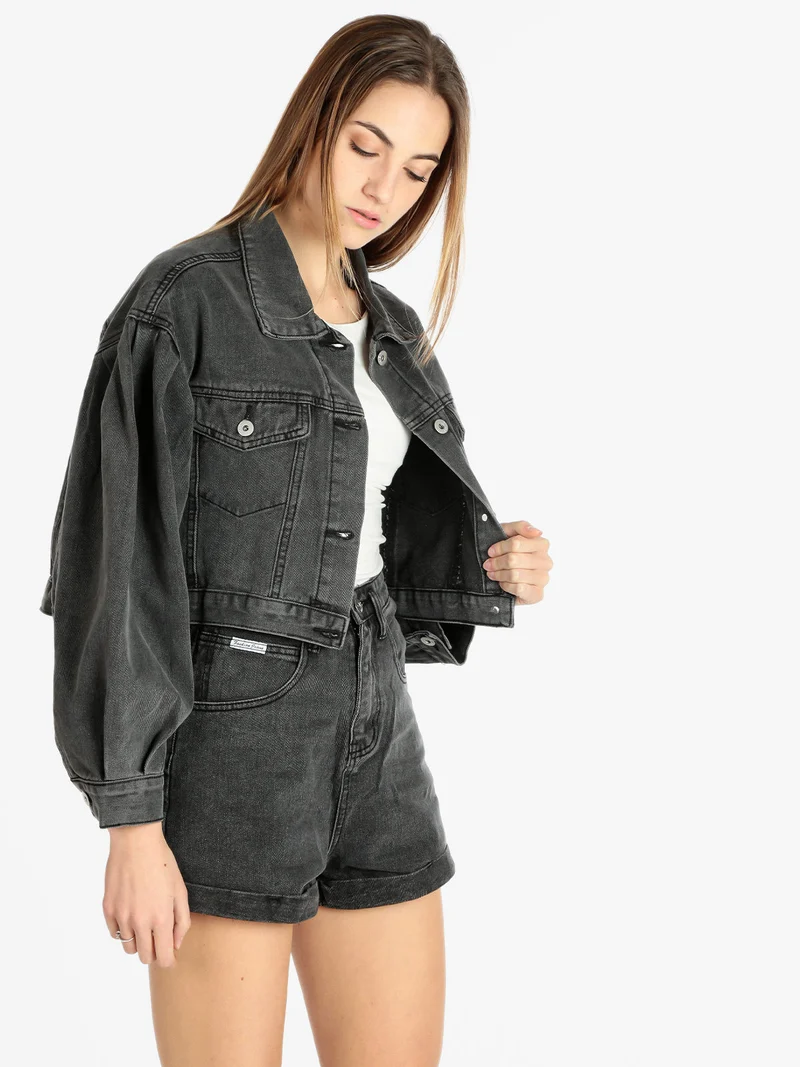 Giacca in jeans donna oversize - nero