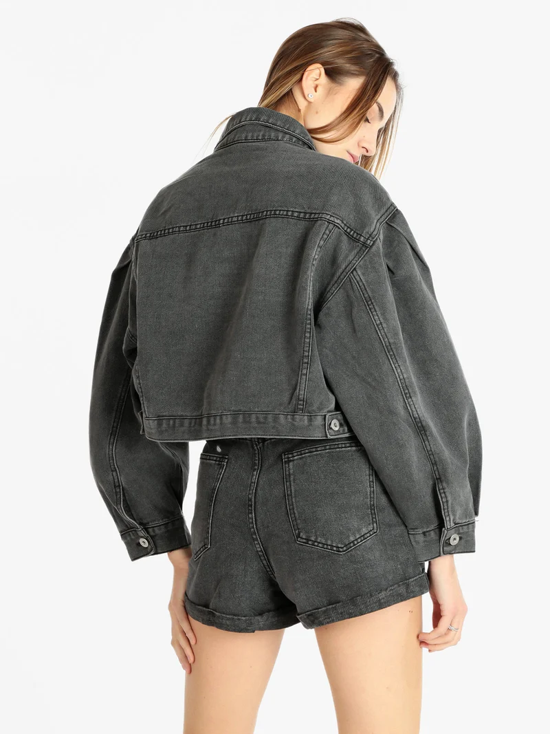 Giacca in jeans donna oversize - nero