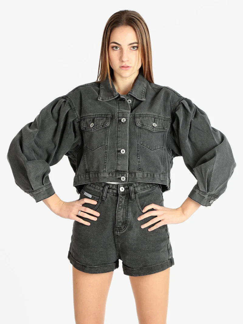 Giacca in jeans donna oversize - nero