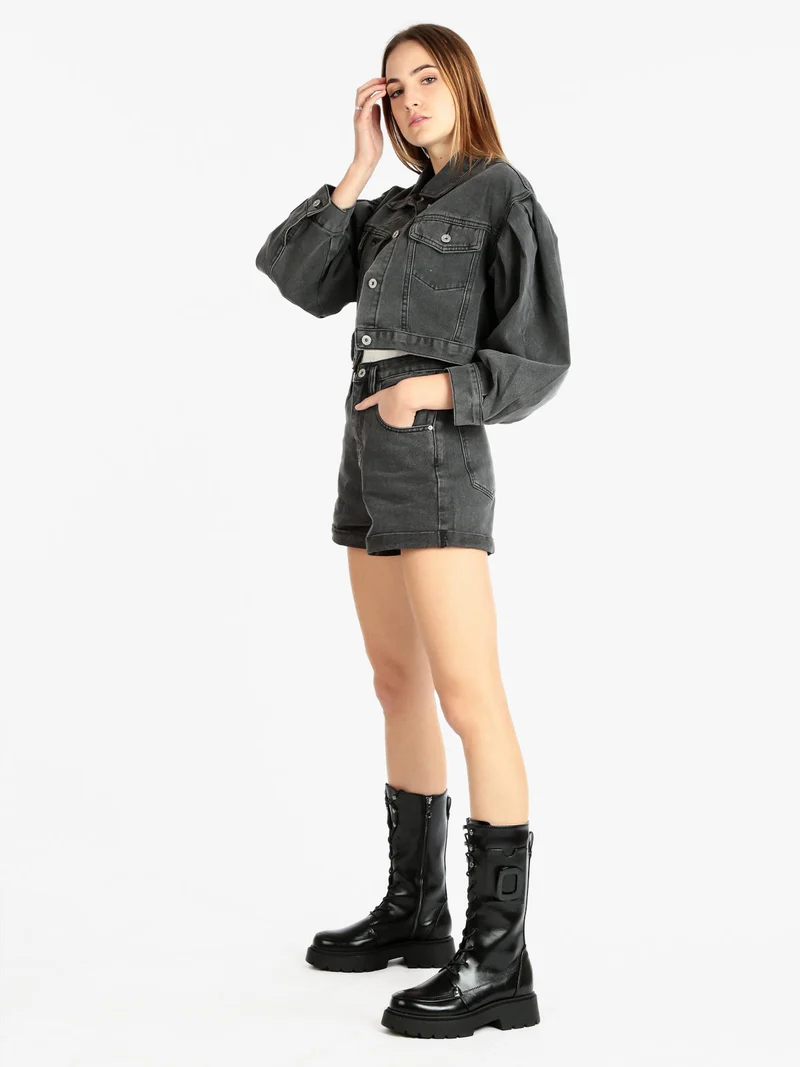 Giacca in jeans donna oversize - nero