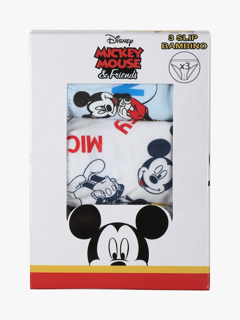 Mickey mouse set di 3 slip da bambino con stampe - blu