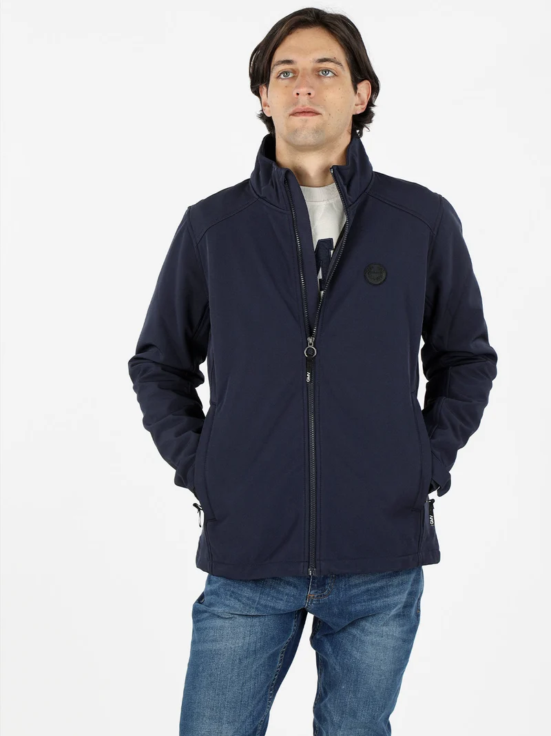 Giubbino da uomo impermeabile con interno caldo - blu scuro