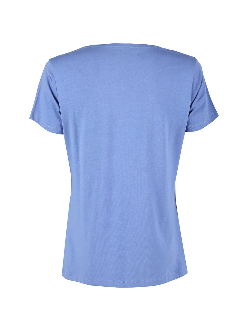 T-shirt donna in cotone bielastico con glitter - cielo