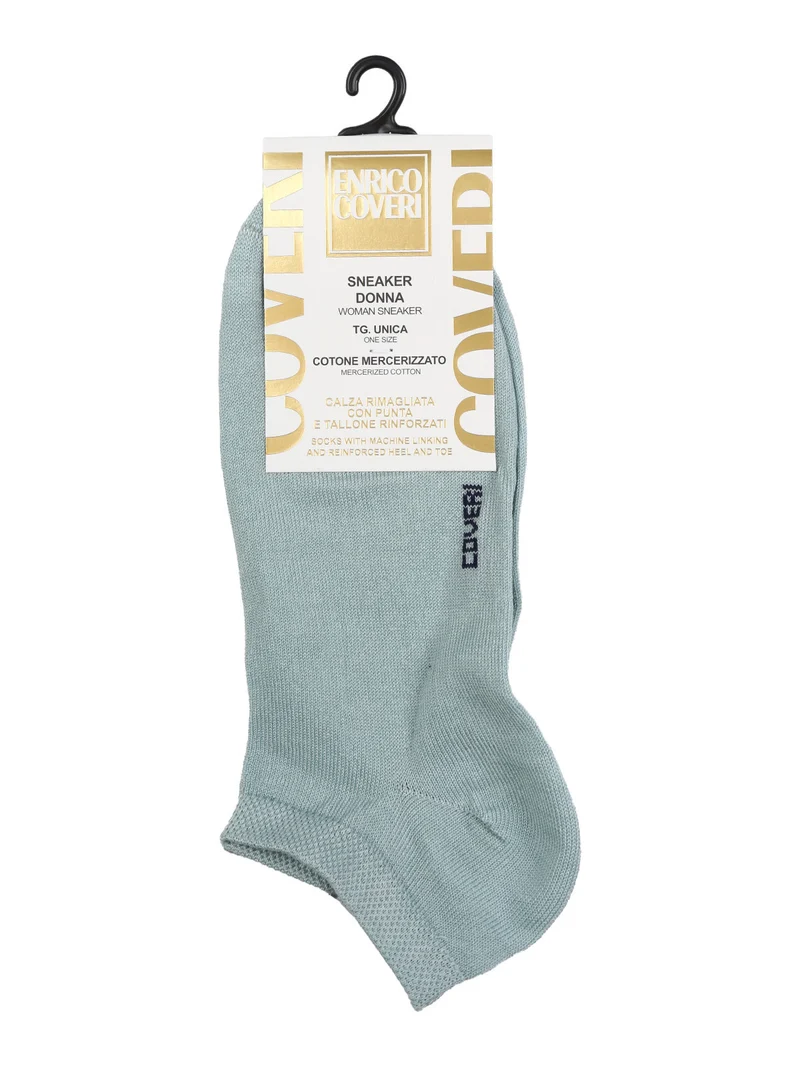 Calze corte sneaker da donna in cotone mercerizzato - acqua marina