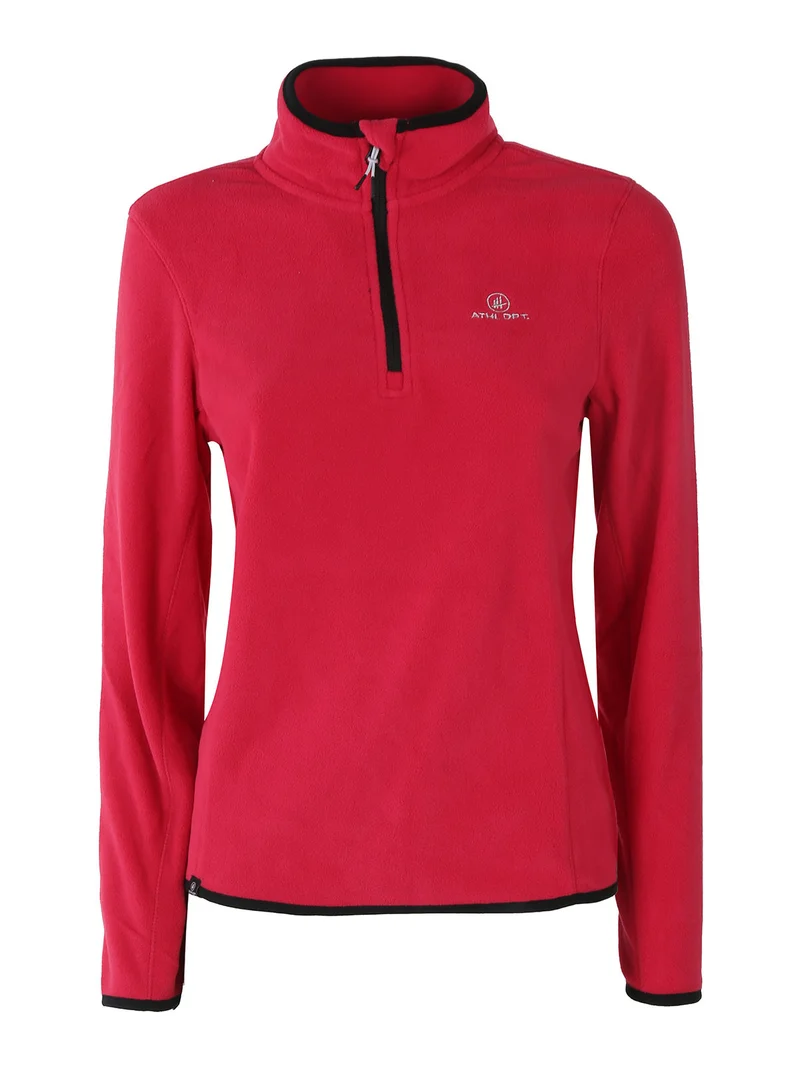Felpa donna mezza zip in micropile - fragola