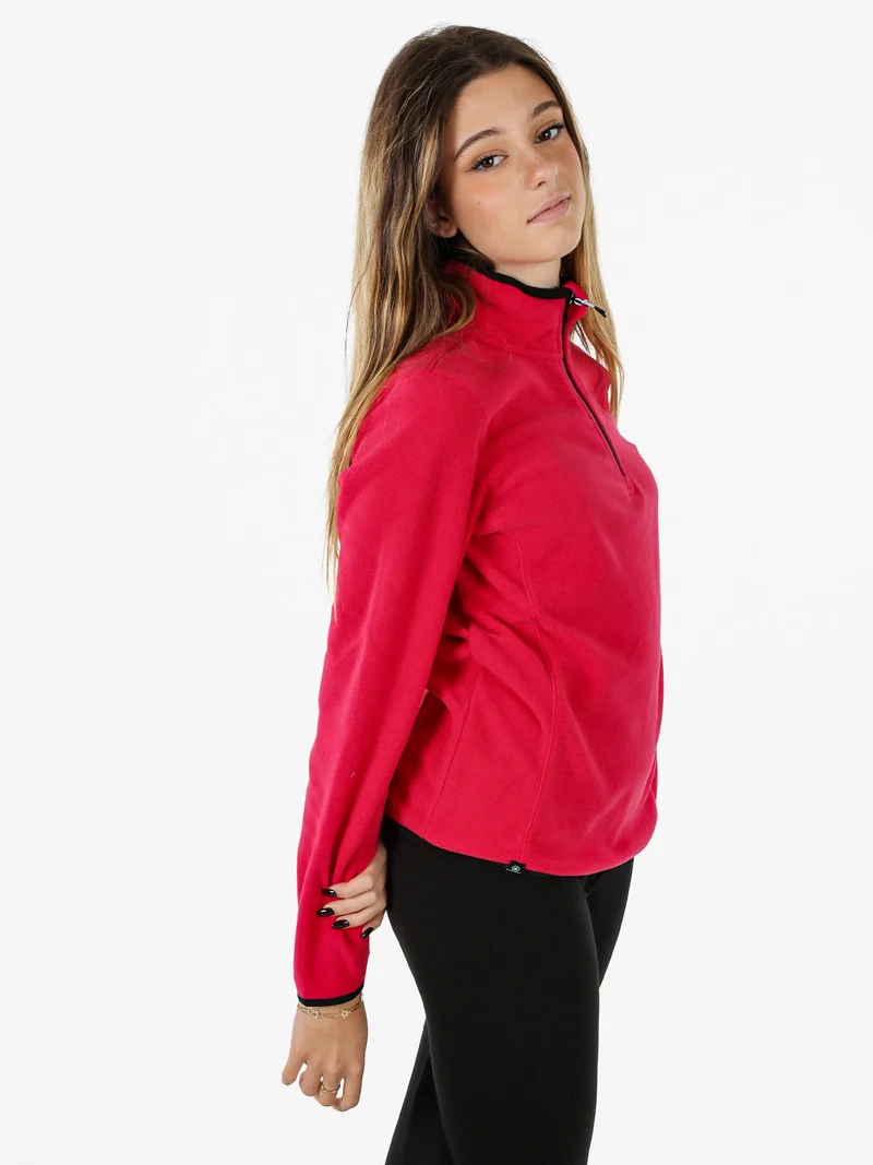 Felpa donna mezza zip in micropile - fragola