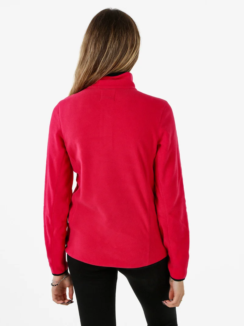 Felpa donna mezza zip in micropile - fragola