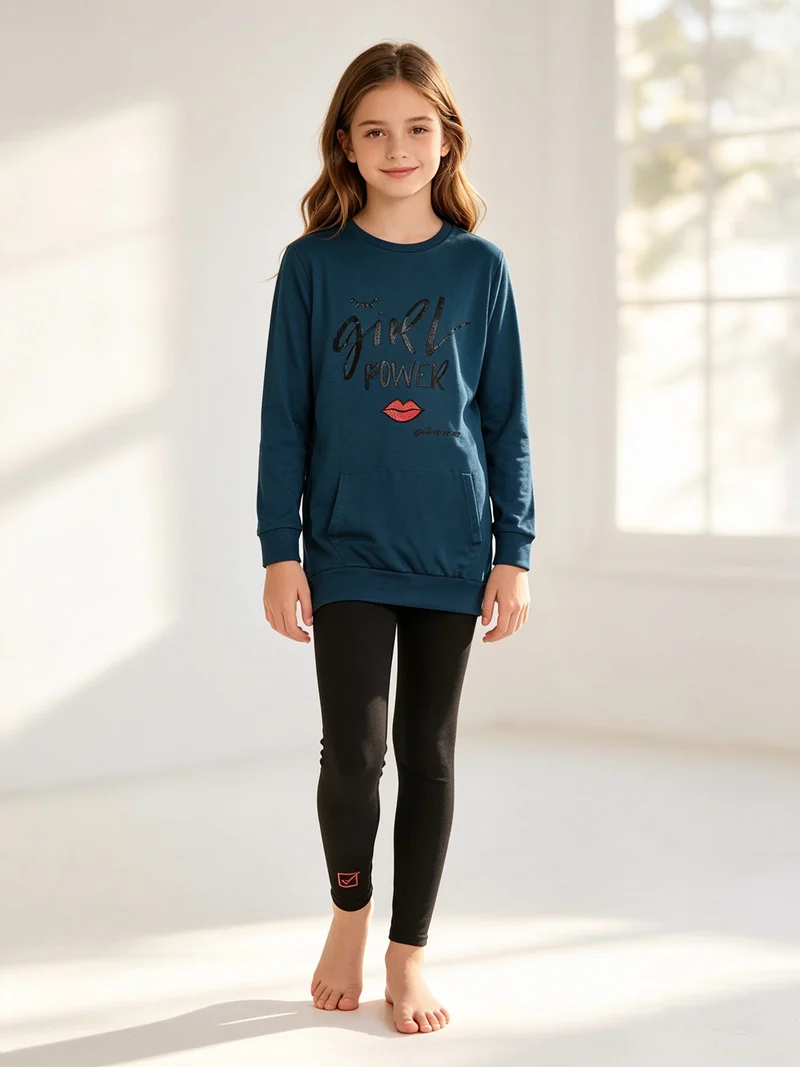 Pigiama da ragazza in caldo cotone - blu
