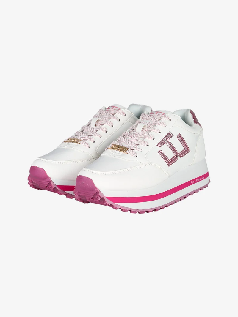 Sneakers stringate da donna con platform - rosa
