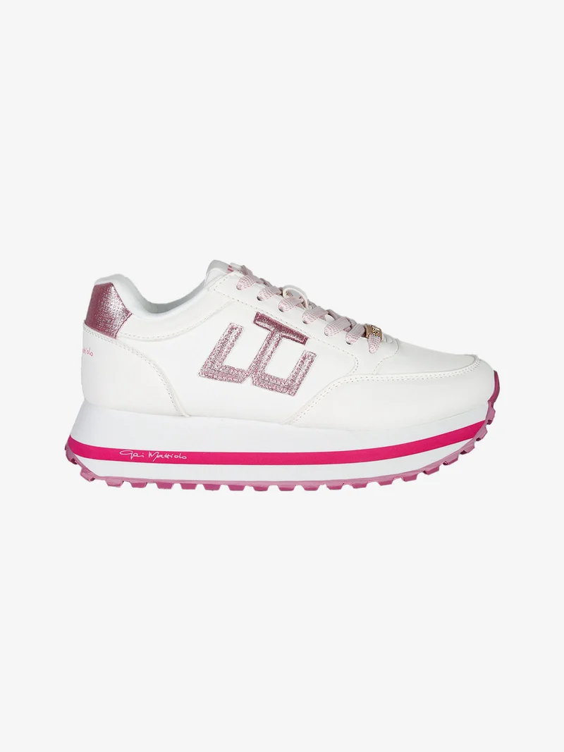 Sneakers stringate da donna con platform - rosa