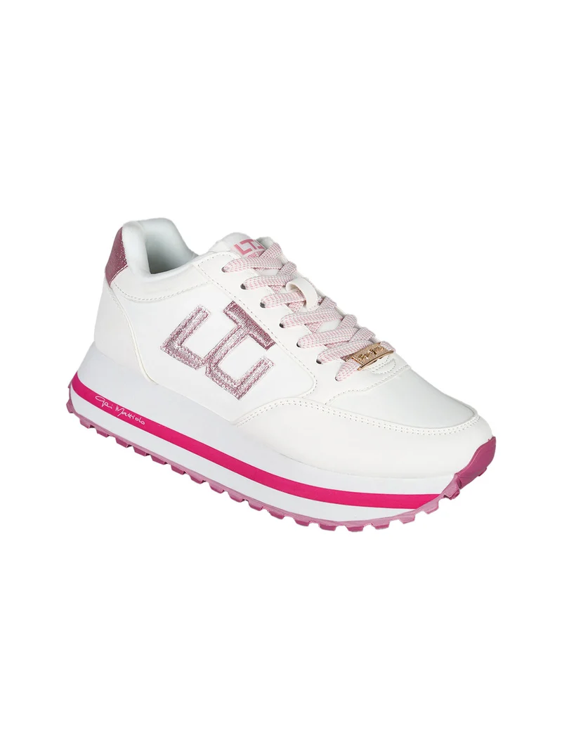 Sneakers stringate da donna con platform - rosa