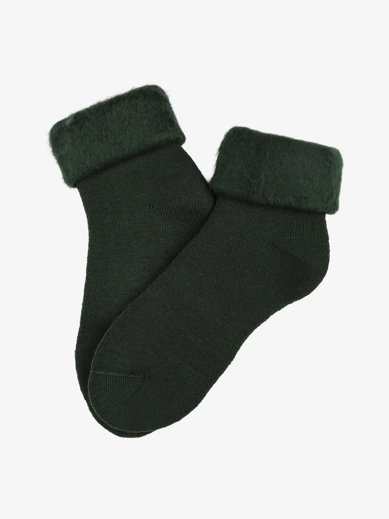 Calze soft donna con bordo di pelo - verde