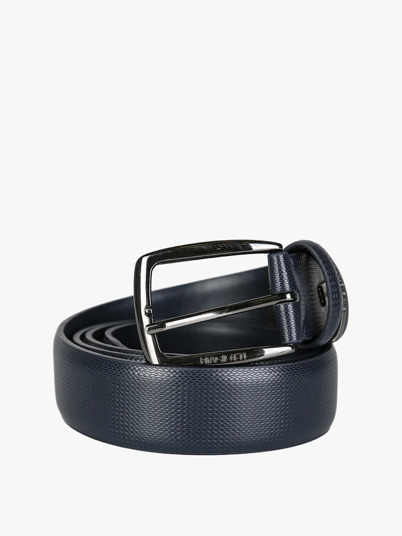 Cintura in pelle rivestita da uomo - blu scuro