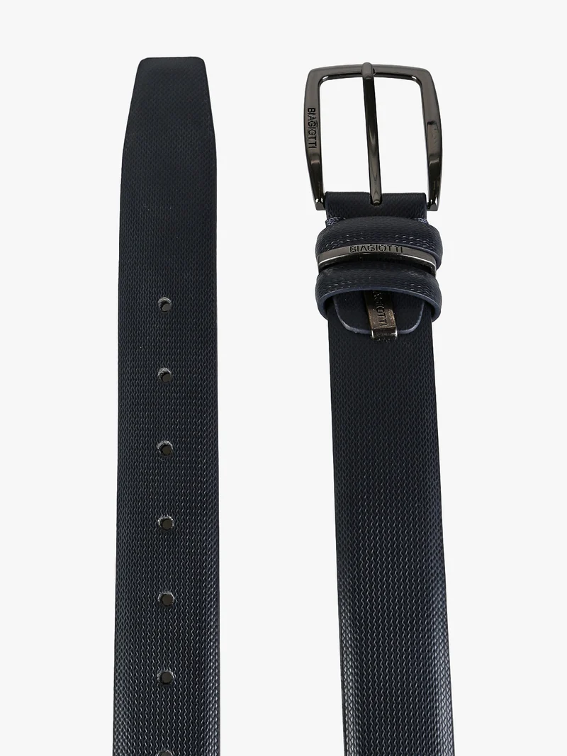 Cintura in pelle rivestita da uomo - blu scuro