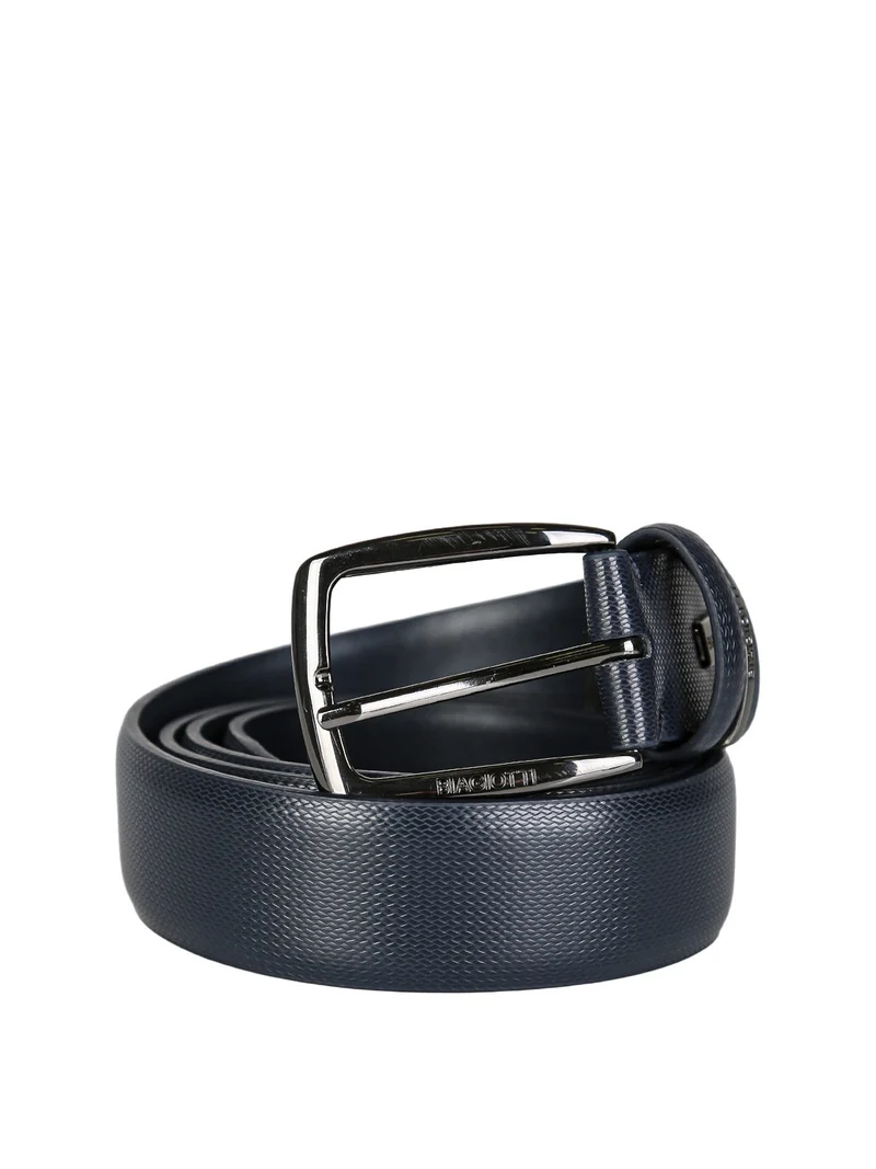 Cintura in pelle rivestita da uomo - blu scuro