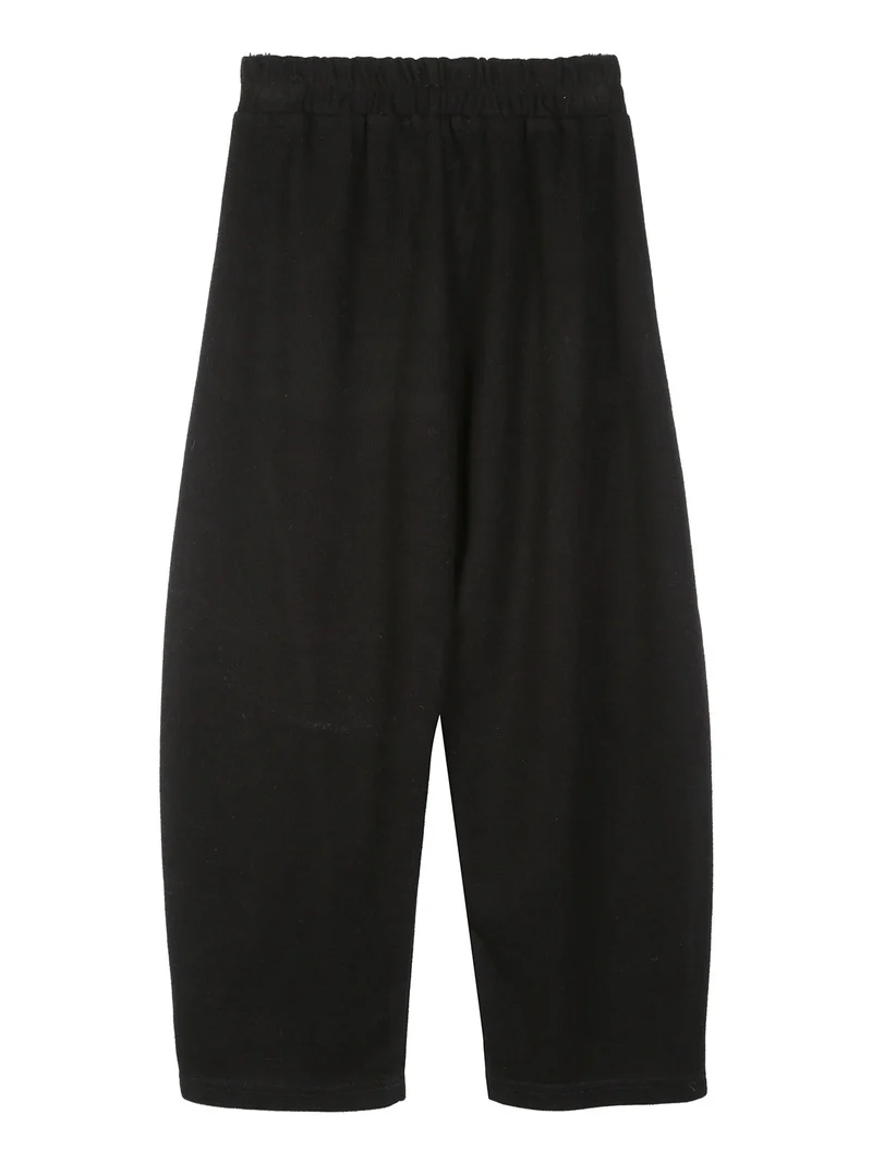Pantaloni da bambina balloon in maglia con elastico in vita - nero
