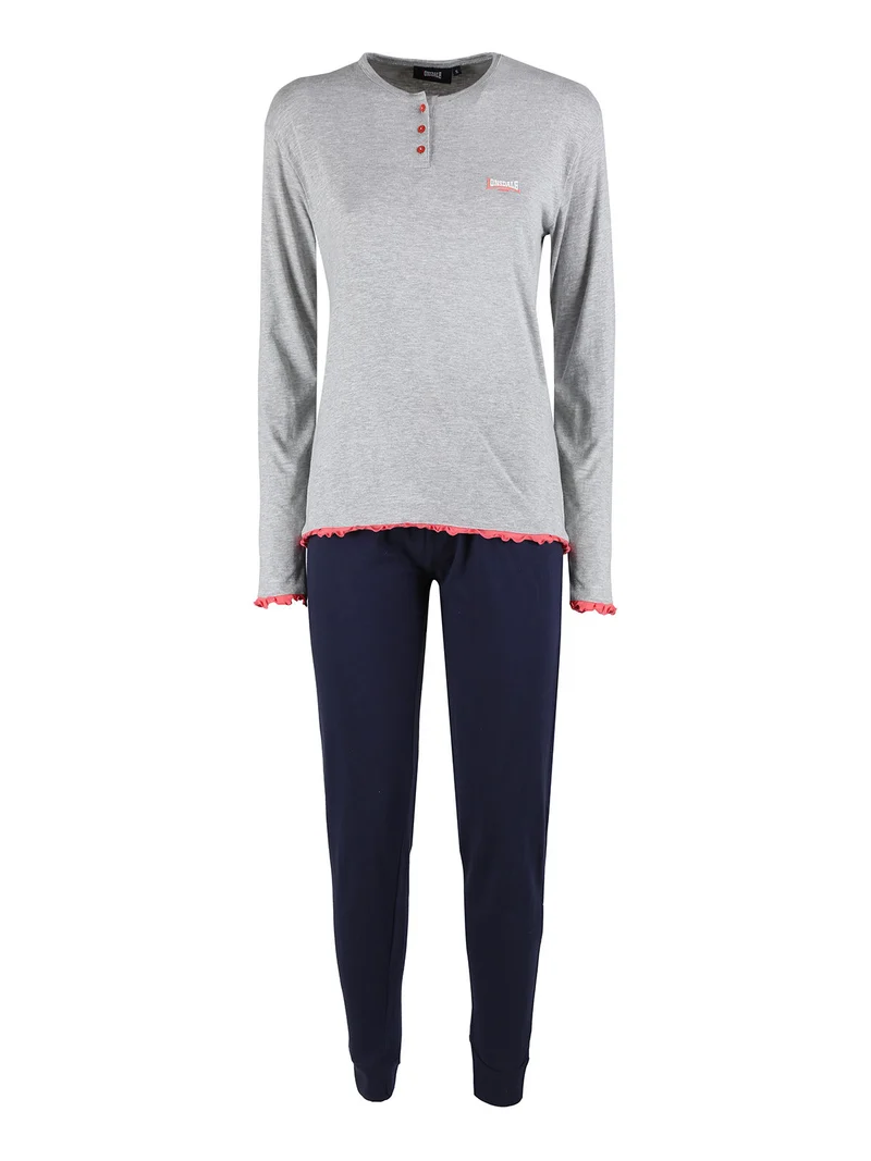 Pigiama lungo da donna in cotone - grigio