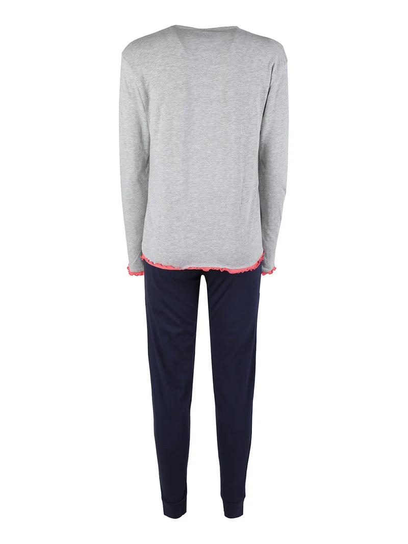 Pigiama lungo da donna in cotone - grigio