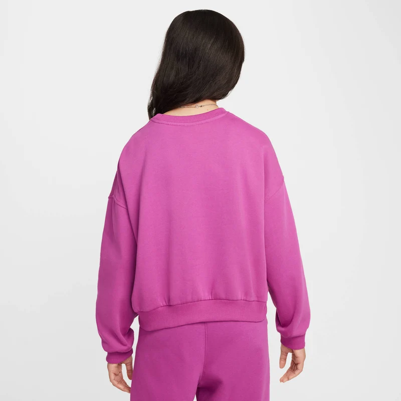 NIKE G NSW CLUB FLC BXY CRW LBR Sweatshirt heiß fuchsia/weiß