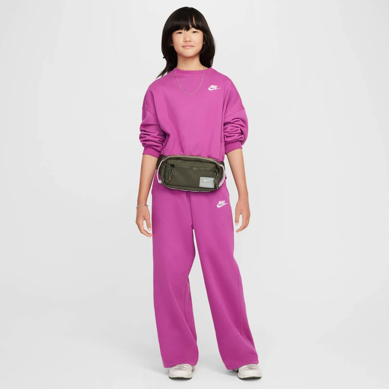 NIKE G NSW CLUB FLC BXY CRW LBR Sweatshirt heiß fuchsia/weiß
