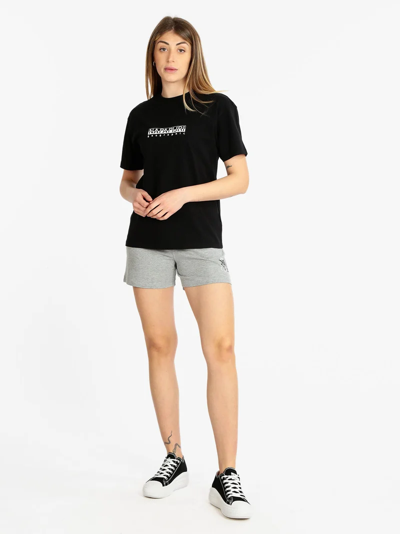 S BOX W SS T-shirt donna manica corta con scritta - nero