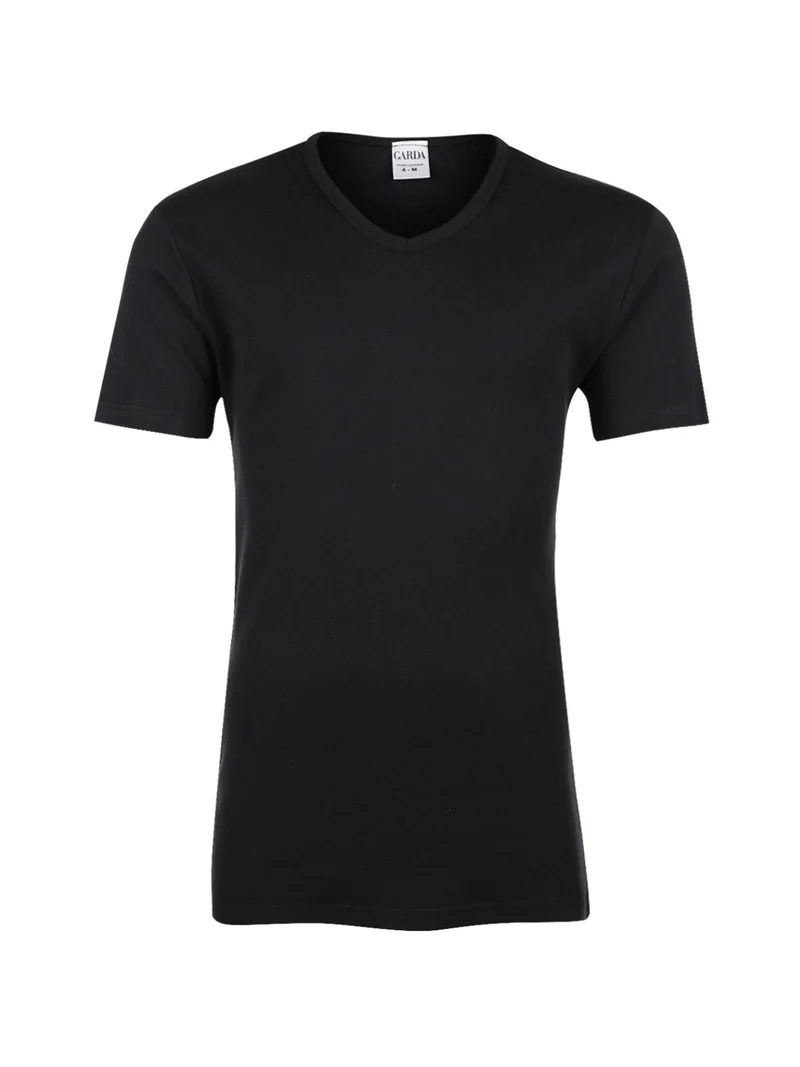Maglia intima manica corta in caldo cotone - nero