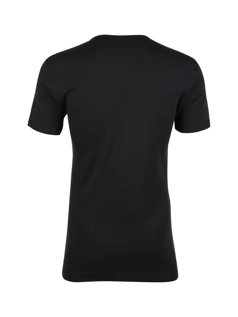 Maglia intima manica corta in caldo cotone - nero