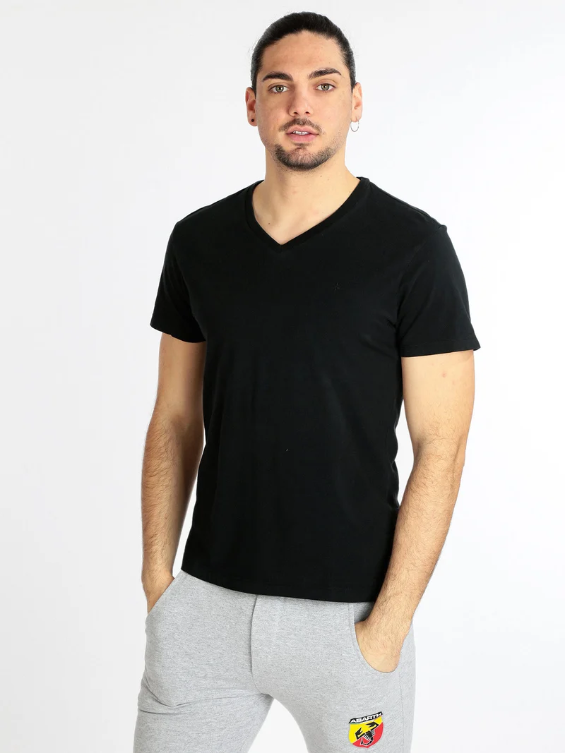 T-shirt manica corta uomo in cotone - nero