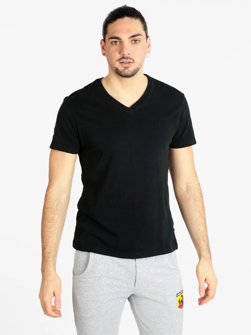 T-shirt manica corta uomo in cotone - nero