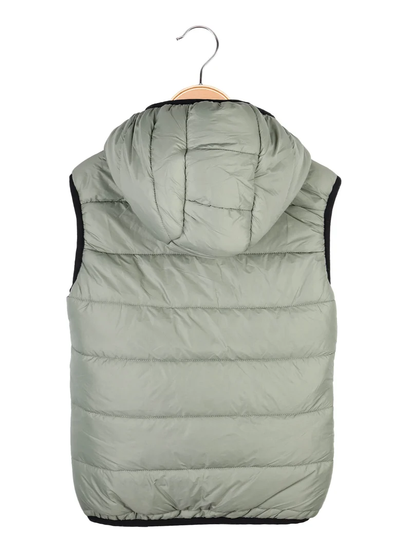 Smanicato da bambino reversibile con cappuccio e zip - oliva