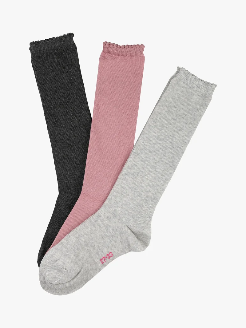 Confezione da 3 paia di calze lunghe da bambina in caldo cotone - rosa