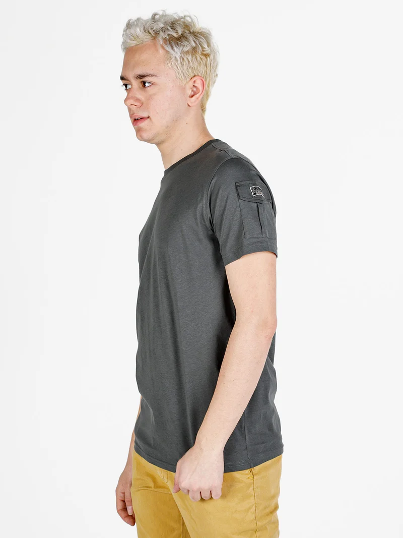 T-shirt da uomo in cotone con taschino sulla manica - militare