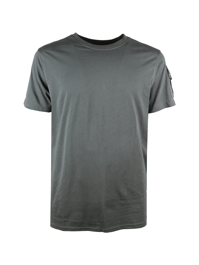 T-shirt da uomo in cotone con taschino sulla manica - militare