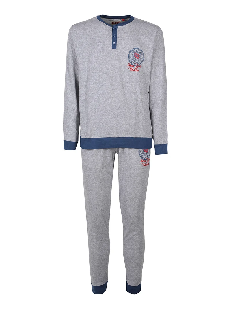 Pigiama lungo da uomo in cotone - grigio