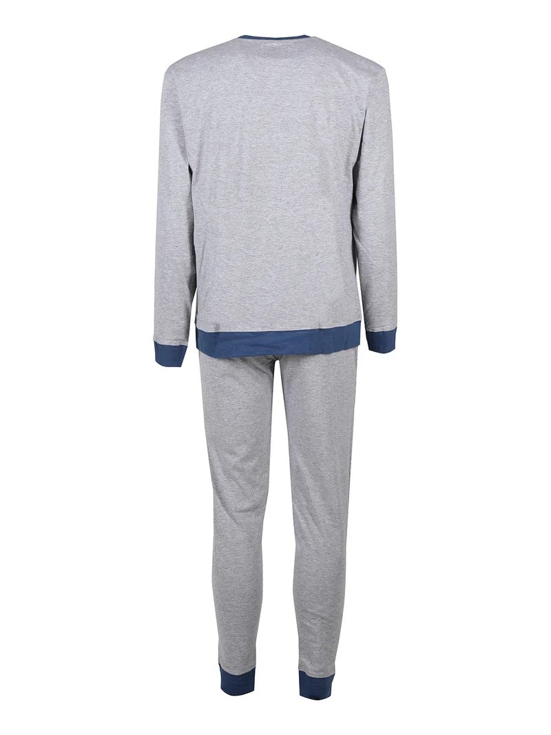Pigiama lungo da uomo in cotone - grigio