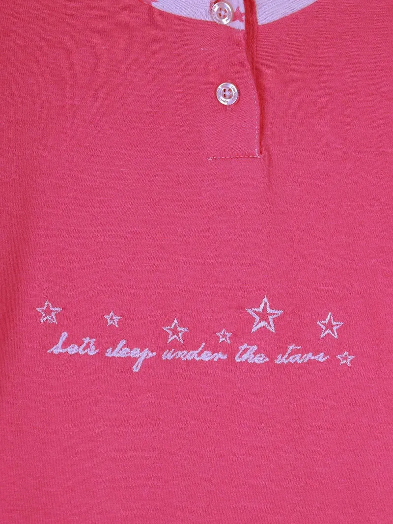 Pigiama lungo in cotone con stelle - rosso
