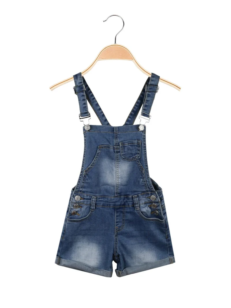 Salopette corta in jeans da bambina - jeans