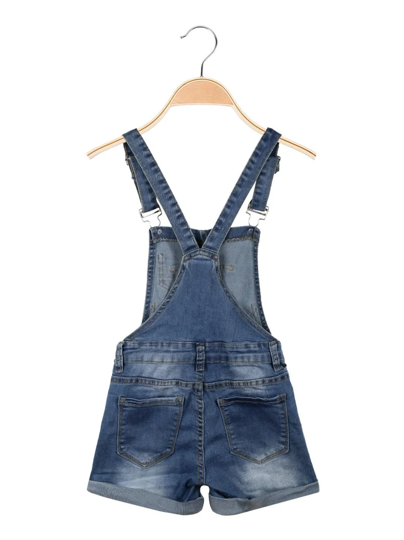 Salopette corta in jeans da bambina - jeans