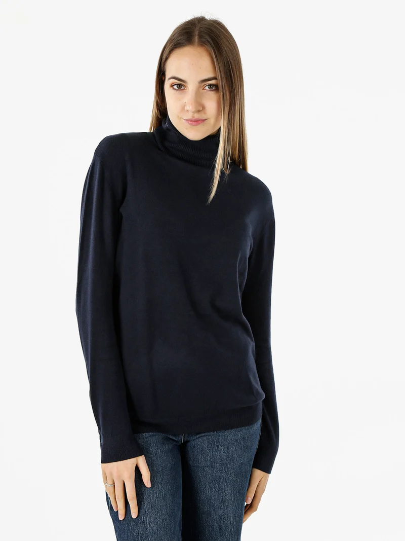 Maglia dolcevita da donna - blu scuro
