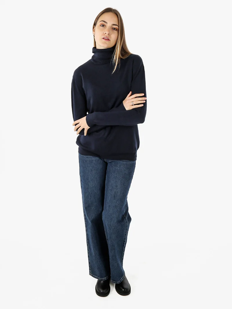 Maglia dolcevita da donna - blu scuro