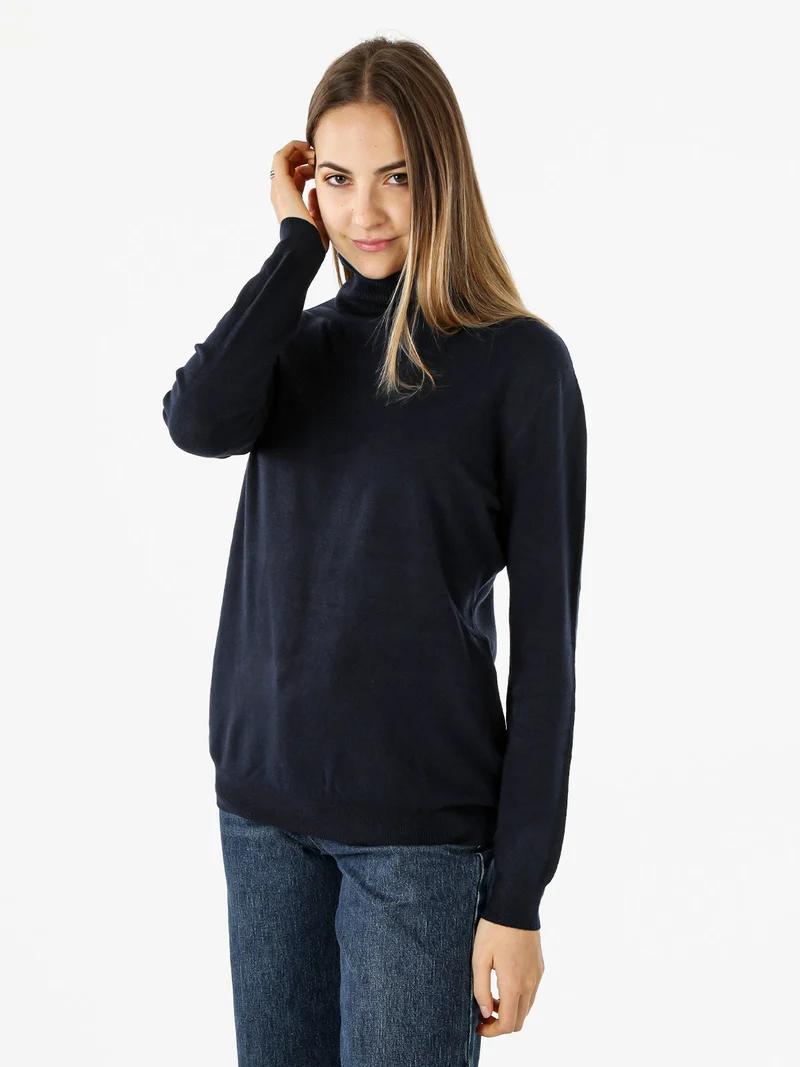 Maglia dolcevita da donna - blu scuro